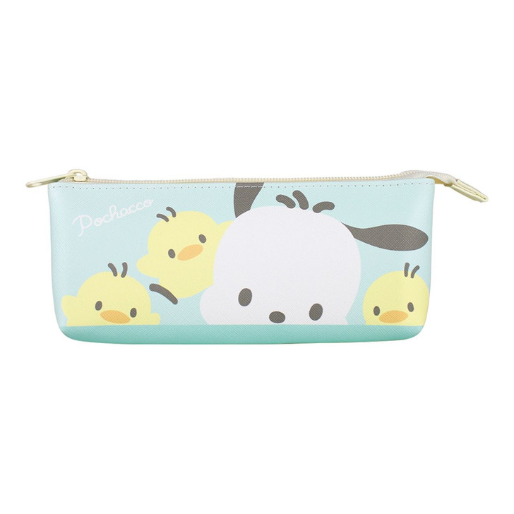 T's Factory Sanrio Slim Boat-Shaped Pouch - Green & Yellow - Pochacco and Pom Pom Purin