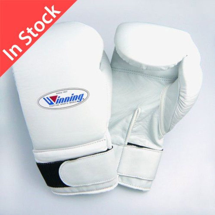 Winning Boxing Gloves MS-400-B Hook-and-Loop Pro Type 12 oz White(Made in Japan)