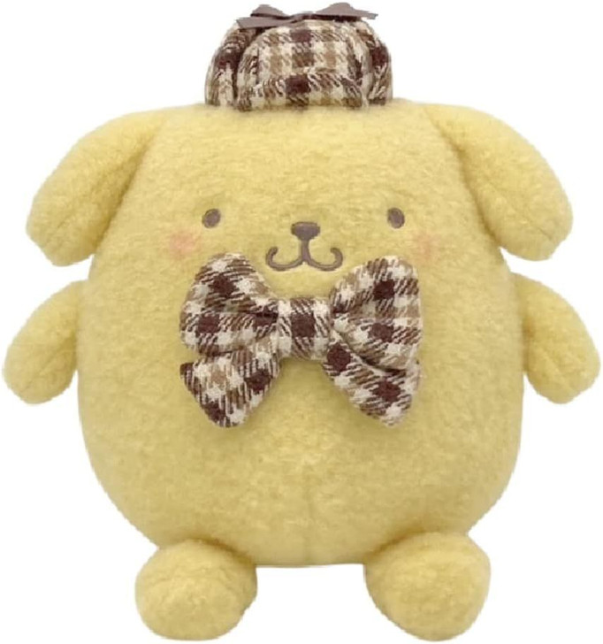 Nakajima Sanrio Plush Toy S Pom Pom Purin (Fluffy Mocha Check)