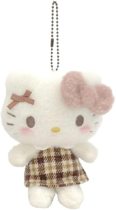 Sanrio Plush Mascot Holder Hello Kitty (Fluffy Mocha Check)