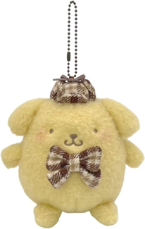 Nakajima Sanrio Plush Mascot Holder Pom Pom Purin (Fluffy Mocha Check)