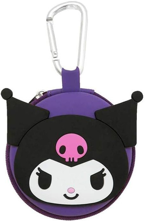 Sanrio Characters Round Accessory Case with Carabiner Kuromi