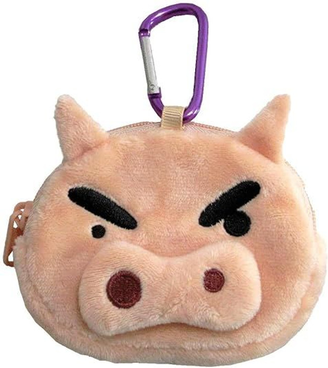 Unique730 Crayon Shin-chan Mini Pouch with Carabiner Buri Buri Zaemon