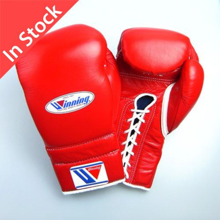 Winning Boxing Gloves MS-600 Lace Up Pro Type 16 oz Red (Made in Japan)