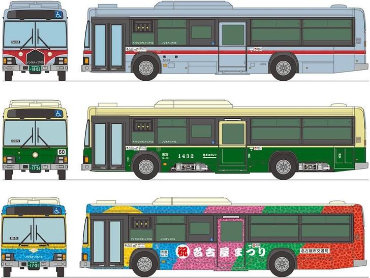 Tomytec Bus Collection Nagoya City Transportation Bureau 100th Anniversary Reproduction Design 3 Bus Set B (N scale)