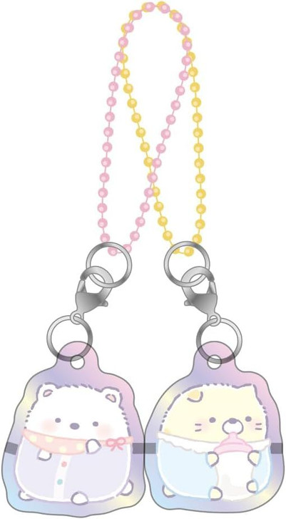 T's Factory Sumikko Gurashi Aurora Pear Acrylic Keychain Shirokuma & Neko (Sumikko Baby)