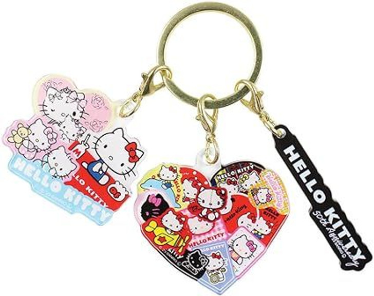 T's Factory Sanrio Acrylic Charm Keychain Travel to the Future with Hello Kitty - Heart