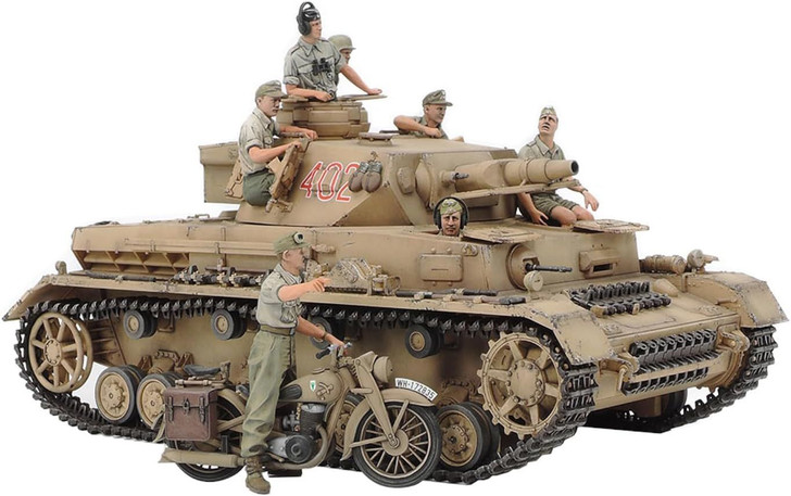 Tamiya 25208 1/35 German Tank Panzerkampfwagen Ausf.F & Motorcycle Set 'North Africa' Plastic Model