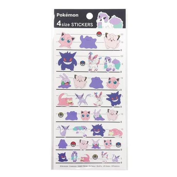 Pokemon Center Original 4SIZE STICKERS - Pink & Purple Mix