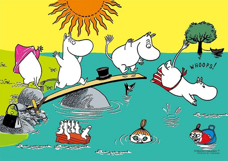 Yanoman Prism Art Jigsaw Puzzle 61-20 Moomin Family Swimming (108 Pieces) (4979817340202)