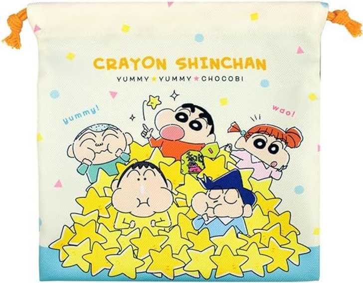 T's Factory Crayon Shin-chan Flat Drawstring Pouch / Lots of Chocobi! (Friends)