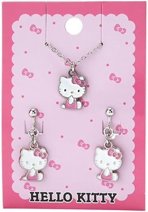 Sanrio Accessory Set Necklace & Clip-On Earrings - Hello Kitty