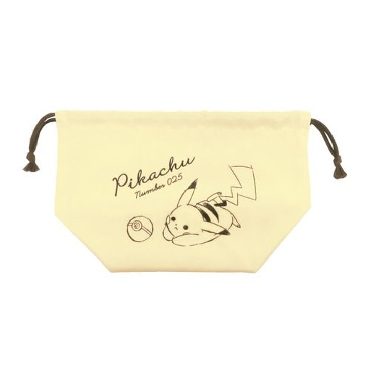 Pokemon Center Original Lunch Drawstring Bag "Pikachu number025" yellow