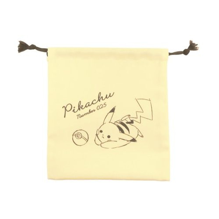 Pokemon Center Original Drawstring Pouch "Pikachu number025" yellow