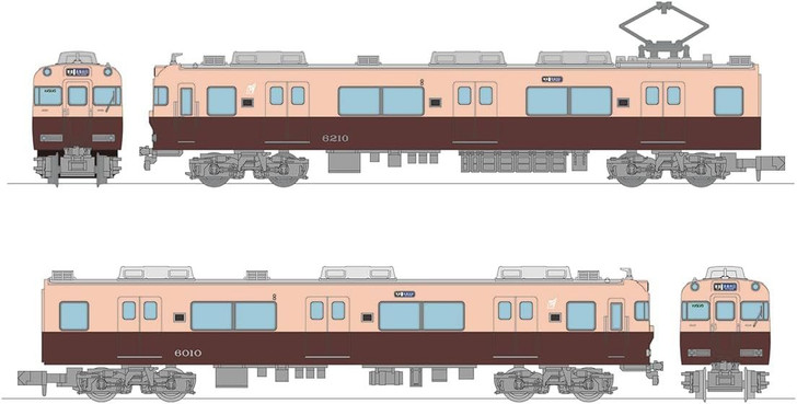 Tomytec Nagoya Railroad (Meitetsu) Series 6000 (Reprint Painting/6010 Configuration) 2 Cars Set (N scale)