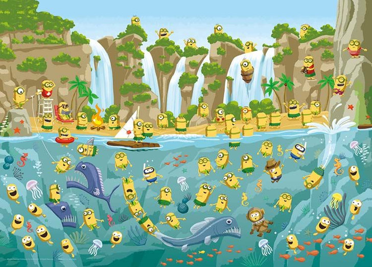 Yanoman 05-1083 Jigsaw Puzzle Minions - Prehistoric Era Beach Party! - (500 Pieces)