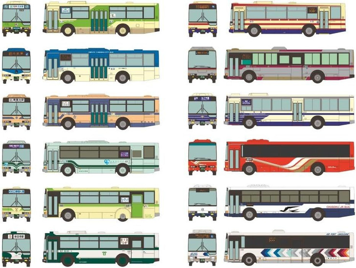 Tomytec The Bus Collection No.33 Mitsubishi Fuso Aero Star Long and Short Edition (12 Buses Randomly Packed) (N scale)