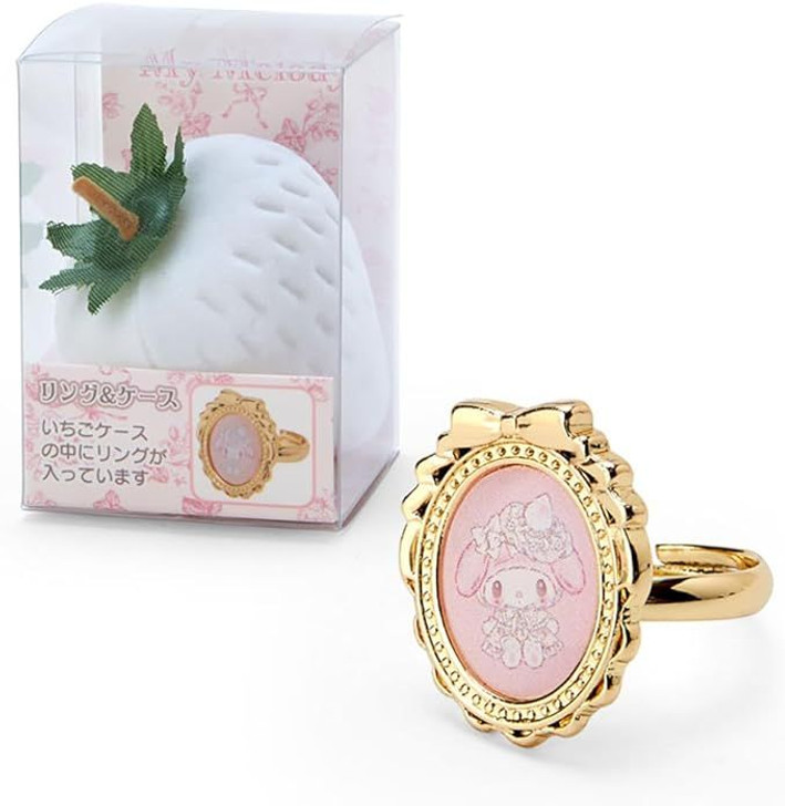 Sanrio Ring & Case My Melody (White Strawberry Tea Time)