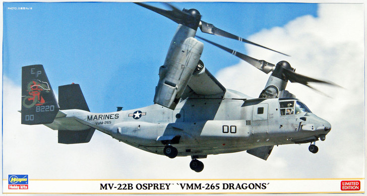 Hasegawa 02212 MV-22B Osprey VMM-265 Dragons 1/72 Scale Kit (4967834022126)