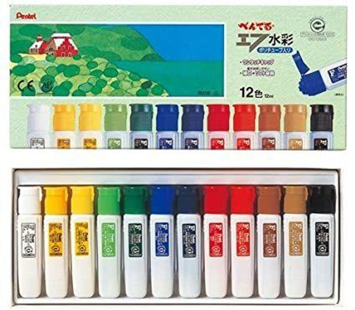  Pentel Water Colors F 12 Color Set (Poly Tube) 