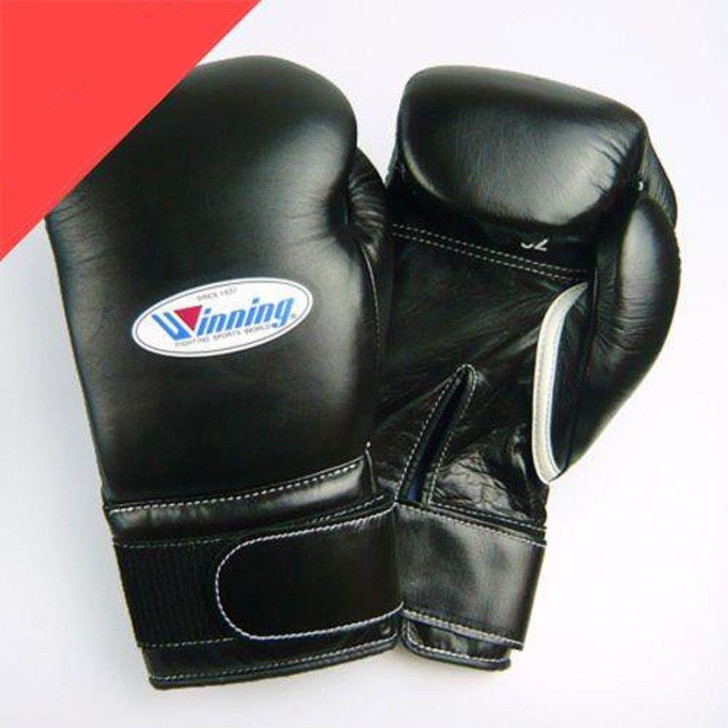 Winning Boxing Gloves MS-500-B Hook-and-Loop Pro Type 14 oz Black(Made in Japan)