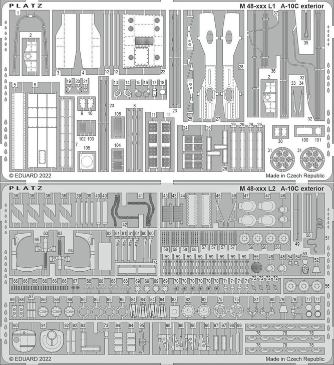  Platz 1/48 A-10C Thunderbolt II Etched Parts for Exterior 