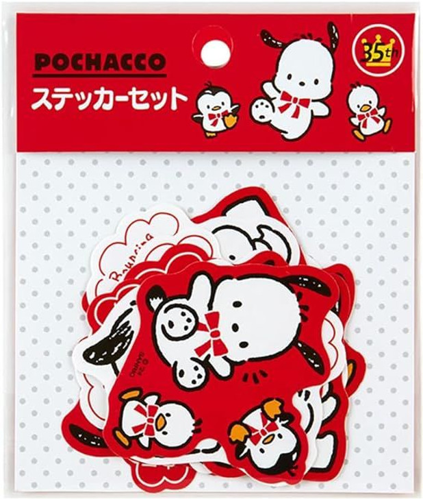 Sanrio Sticker Set Pochacco (35th Anniversary Red Ribbon)