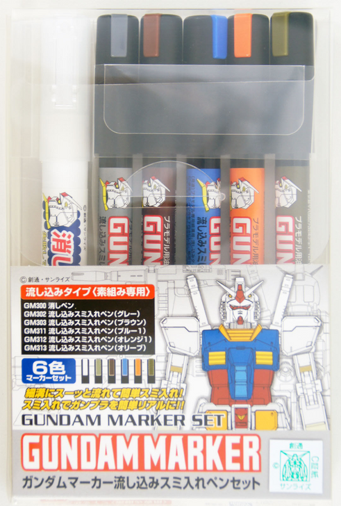 GSI Creos Mr.Hobby GMS122 Gundam Pouring Ink Sumiire Marker Set Paneline (6 Pen) (4973028111149)