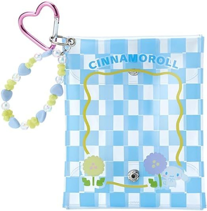 Sanrio Checkered Clear Flat Pouch with Charm - Cinnamoroll