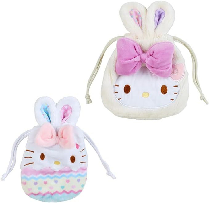 Sanrio Drawstring Bag 2pcs Set - Hello Kitty (Easter Rabbit)