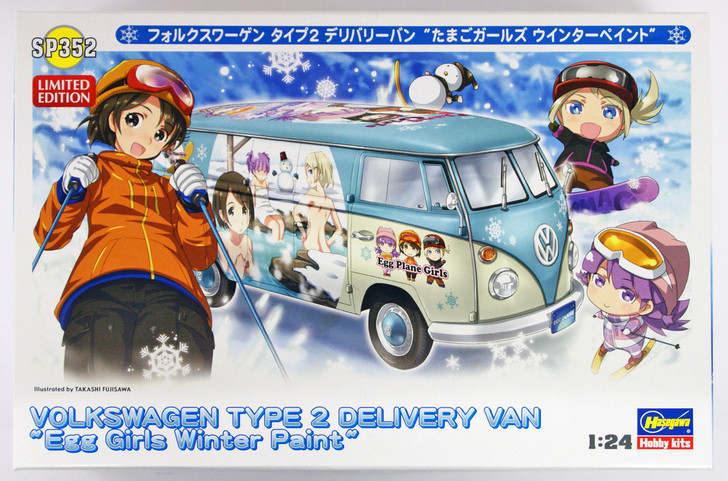 Hasegawa SP352 Volkswagen Type2 Delivery Van Egg Plane Girls Winter Paint 1/24 Scale Kit (4967834521520)