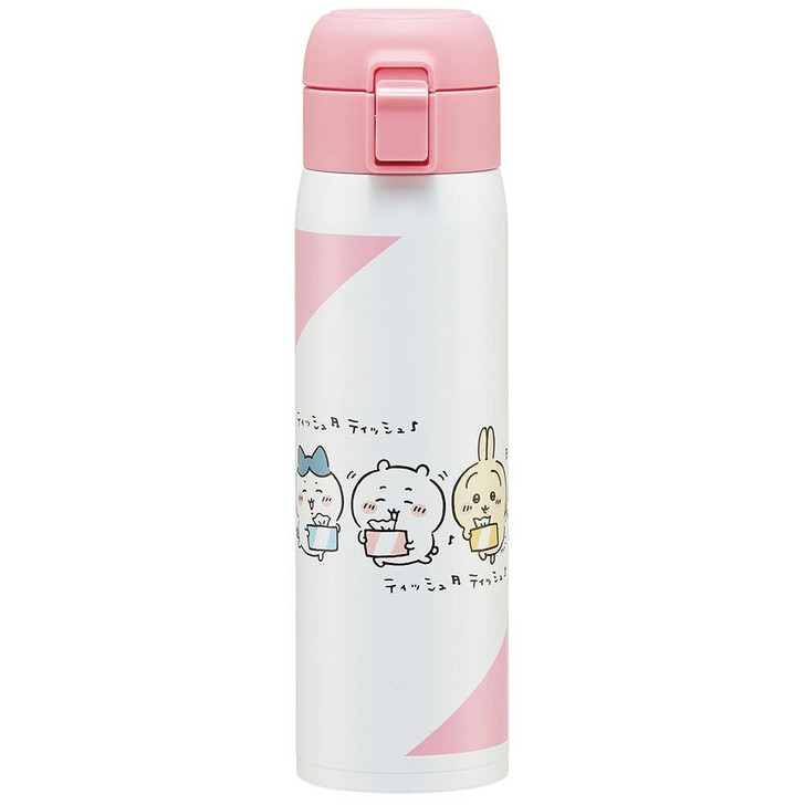 Skater Chiikawa Stainless One-Touch Bottle Pink and White