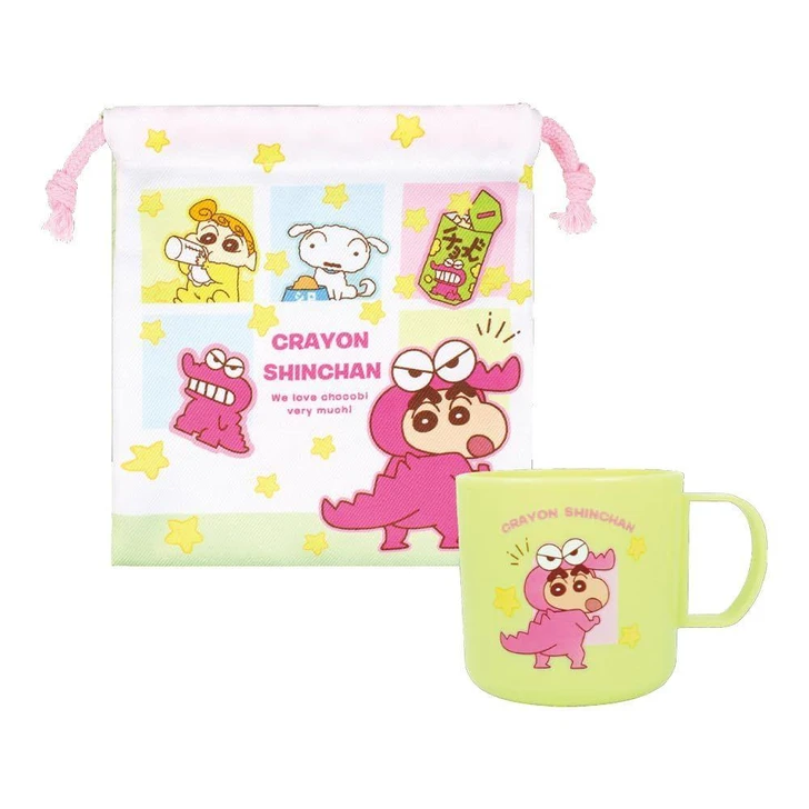  T's Factory Crayon Shin-chan Plastic Cup And Drawstring Bag Set Chocobi 