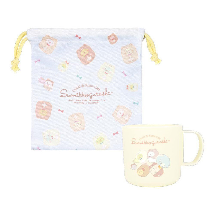  T's Factory Sumikko Gurashi Plastic Cup And Drawstring Bag Set Bear Cafe 
