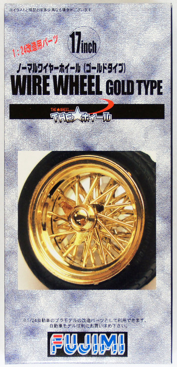 Fujimi TW56 Wire Wheel Gold Type Wheel & Tire Set 17 inch 1/24 Scale Kit (4968728193250)