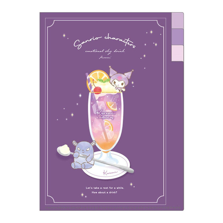  T's Factory Sanrio 3 Index Clear File Sky Drink Kuromi 