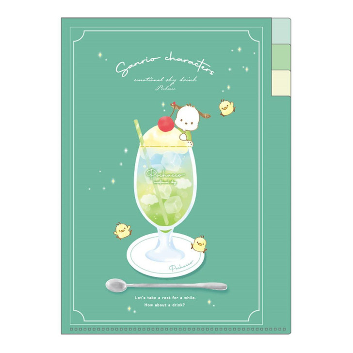  T's Factory Sanrio 3 Index Clear File Sky Drink Pochacco 