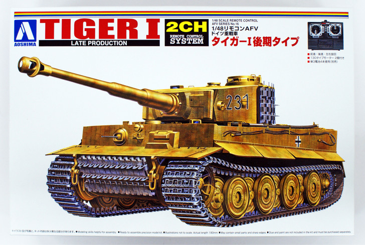 Aoshima 12499 RC AFV Series No. 16 Tiger I Late Productions 1/48 Scale Kit