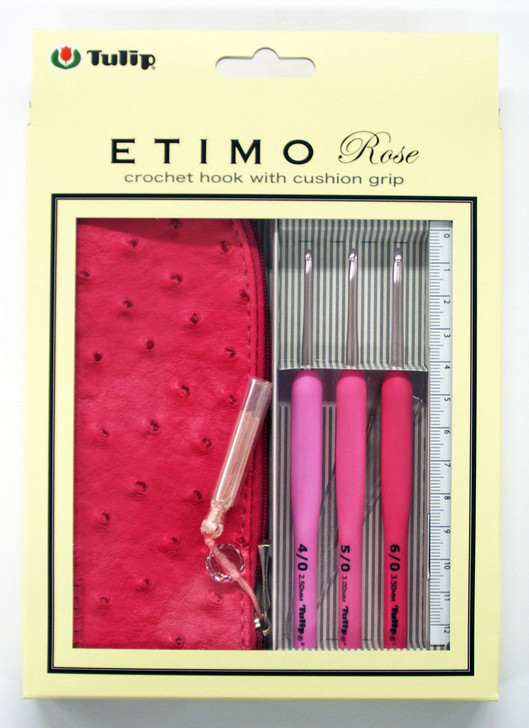 Tulip TER-15 ETIMO Rose Cushion Grip Crochet Hook Needles 3 pcs set (Pink)