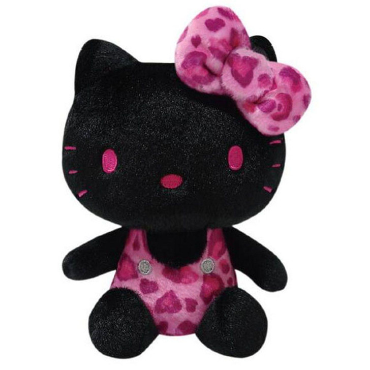  Kcompany Hello Kitty Leopard Print Series Sitting Plush Toy Black 