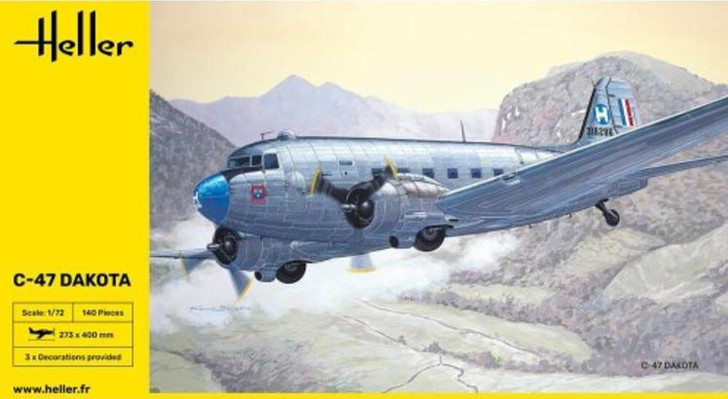  Heller 1/72 Military Air Transporter C-47 Dakota Plastic Model 
