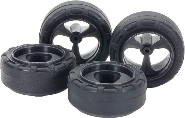  Tamiya 15541 Mini 4WD Low Friction Small Dia. Narrow Tires (24mm) & 3-Spoke Carbon Reinforced Wheels 