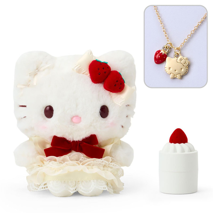 Sanrio Hello Kitty Plush Toy & Necklace (Shortcake) Accessory Case Gift 391158