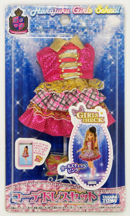 Takara Tomy Licca Doll Dress Set GIRLS CHECK PINK  doll not included  (813330)