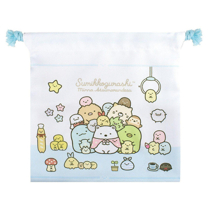  T's Factory Sumikko Gurashi Flat Drawstring Bag Everyone Gathers Here 