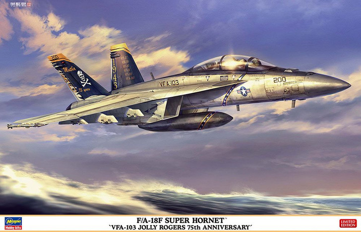 Hasegawa 1/48 F/A-18F Super Hornet VFA-103 Jolly Rogers 75th Anniversary Plastic Model