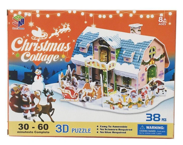 Other Jigsaw Puzzle 3D Puzzle 3D Craft Model Christmas Cottage 3 Heart Art Collection (38 Pieces) 