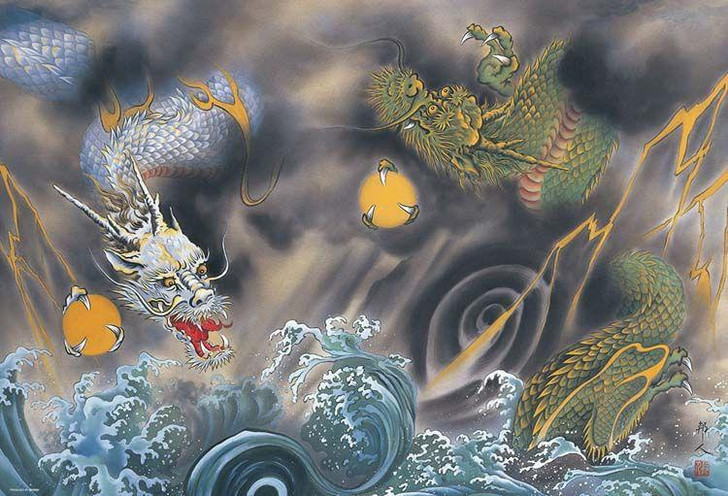  Beverly 1000-046 Jigsaw Puzzle Twin Dragons by Yuseki Miki (1000 Pieces) 