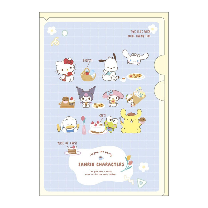  T's Factory Horizontal Pocket File Chatting Tea Time Blue 