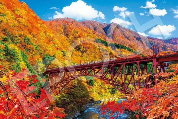  Epoch 09-053s Jigsaw Puzzle Clear autumn skies over Kurobe Gorge and the Torokko Train (1000 Pieces) 
